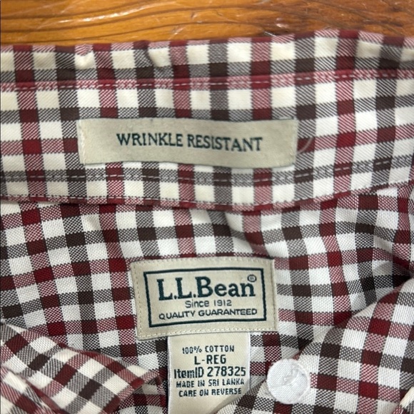 L.L. Bean Red & Brown Wrinkle Resistant Button Down Shirt Size Large - Picture 3 of 9